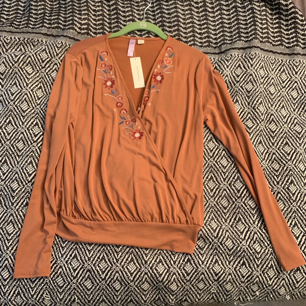 NWT Long Sleeve Rust Colored Floral Top